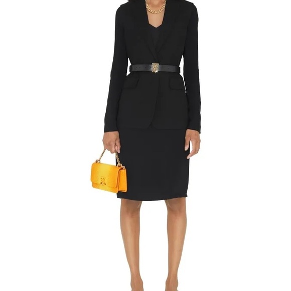 Burberry Elongated TB Croc Embossed Leather Crossbody Bag in Cool Lemon/Margld - Picture 6 of 7